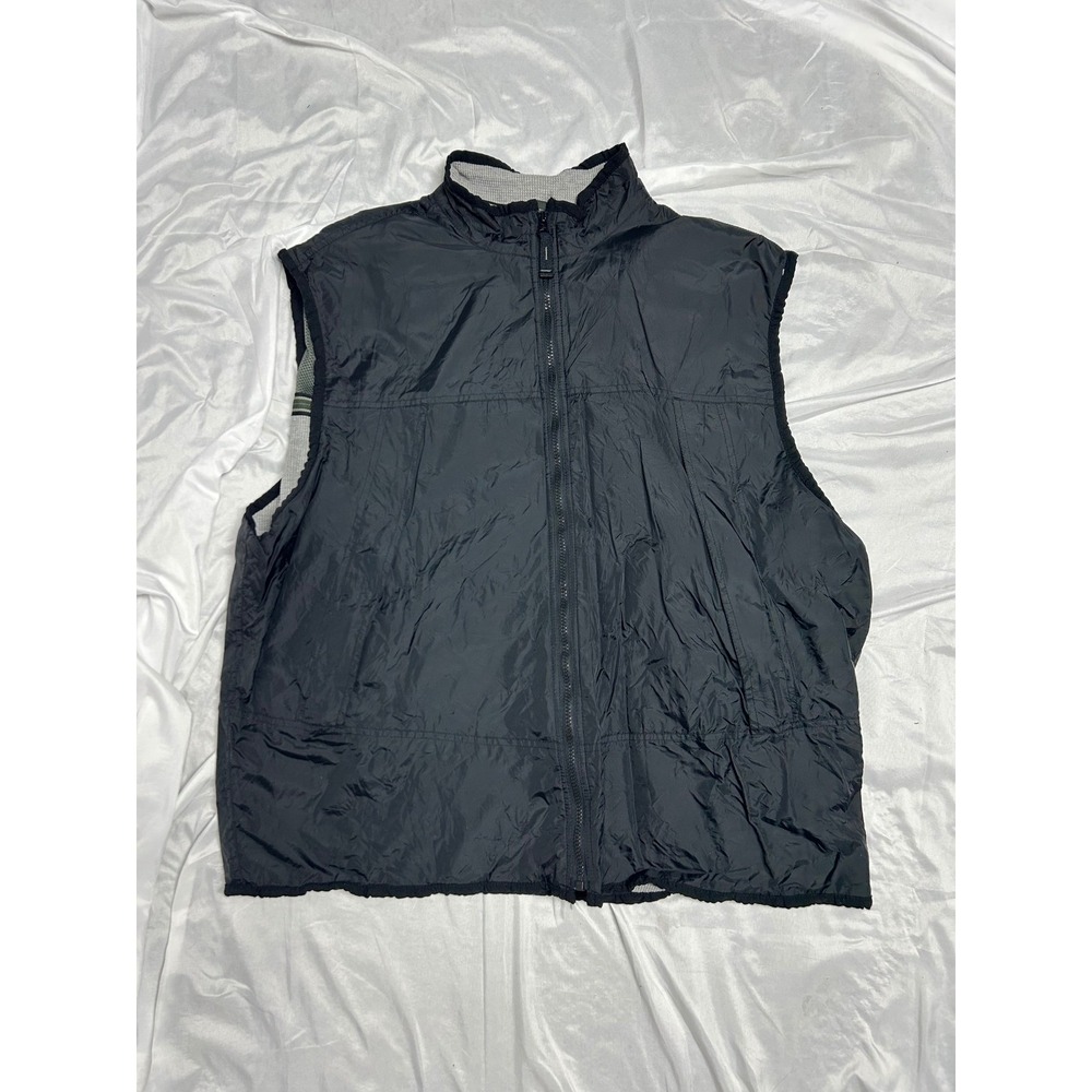 Vintage Gap Mens XXL Black Nylon Full Zip Vest Knitted Lining 776009-00 March 00
